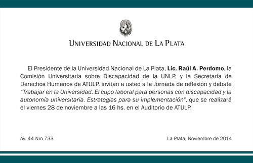 Invitación institucional a la jornada.